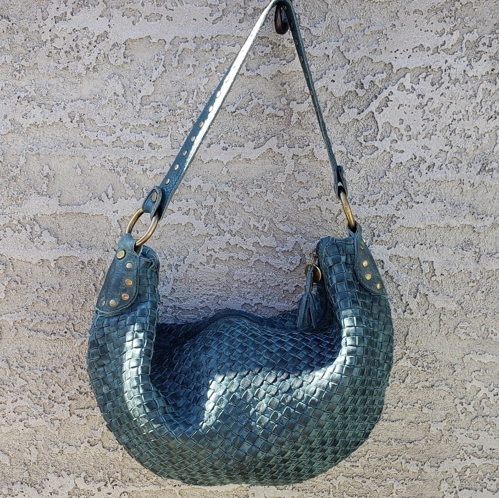 RARE FOSSIL‎ Woven Leather Hobo Bag - Picture 12 of 12